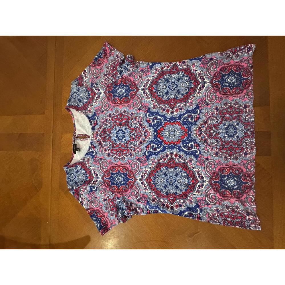 Talbots XL Short Sleeve Printed Top